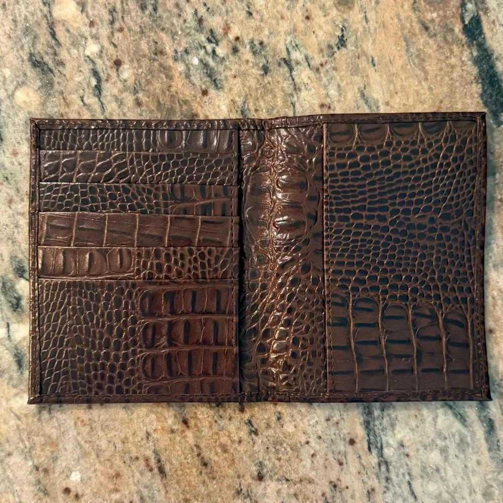 Dark Brown Crocodile-Embossed passport holder - Picture 2 of 4